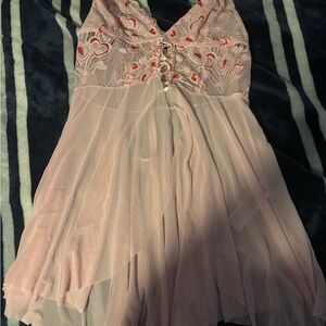 Valentines! Pink Lace Dress with Heart Details